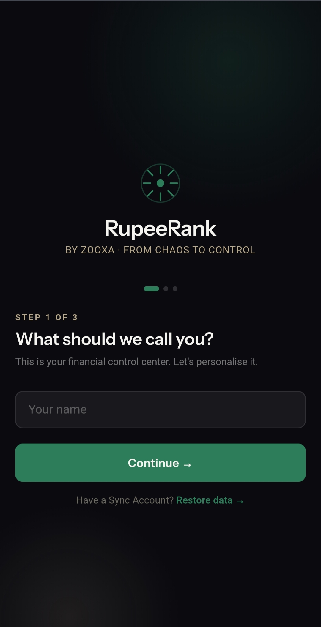 RupeeRank get started screen