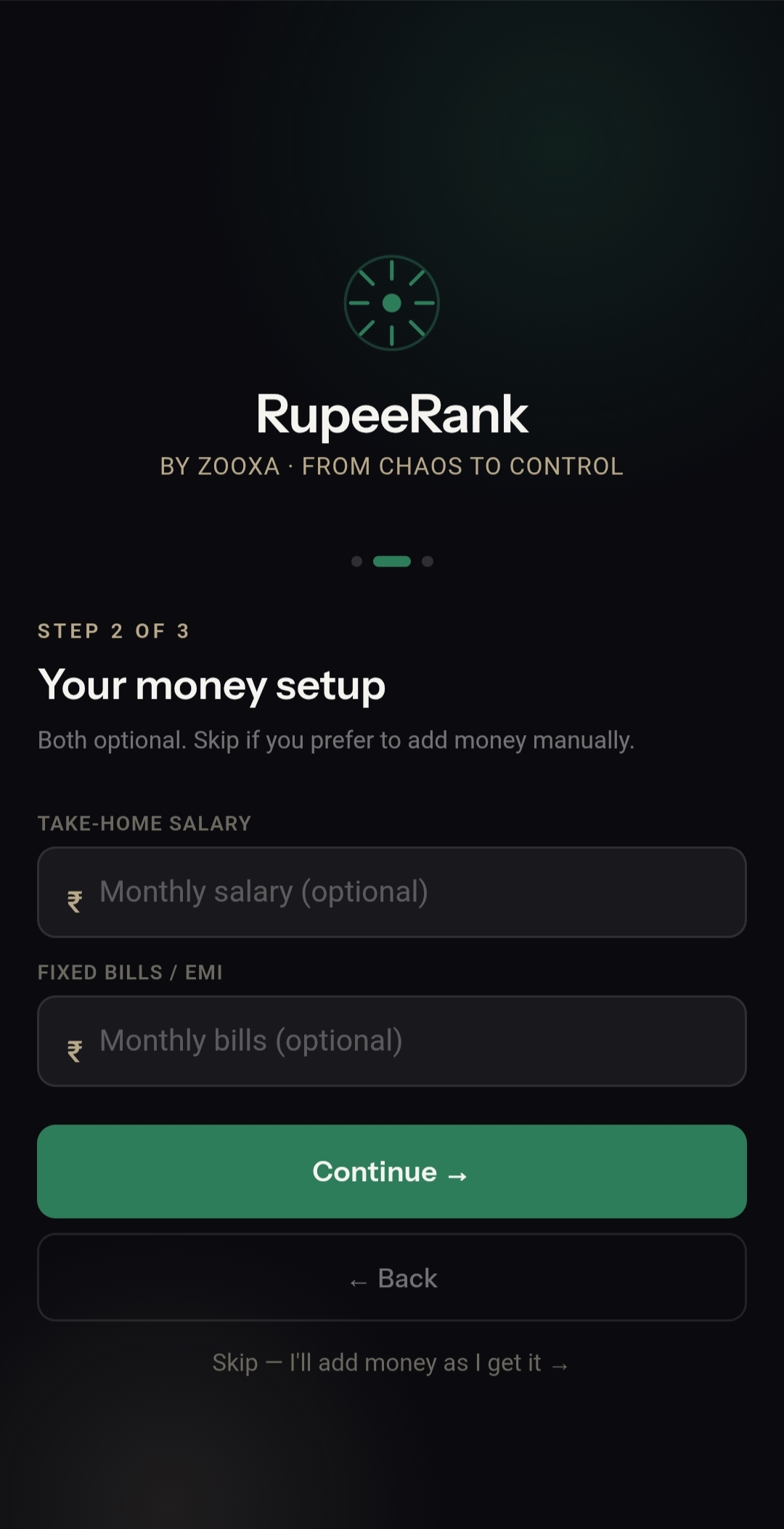 RupeeRank money setup