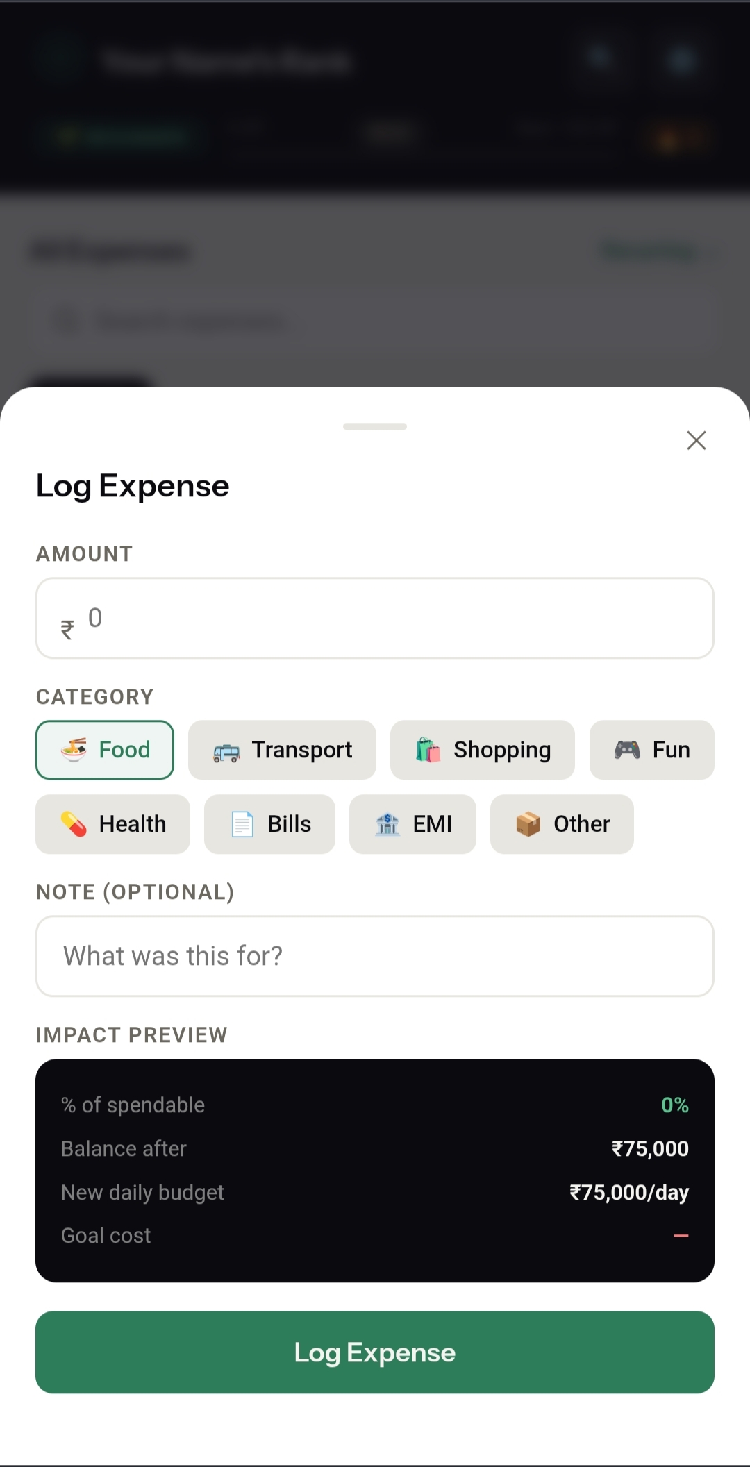 RupeeRank log expense