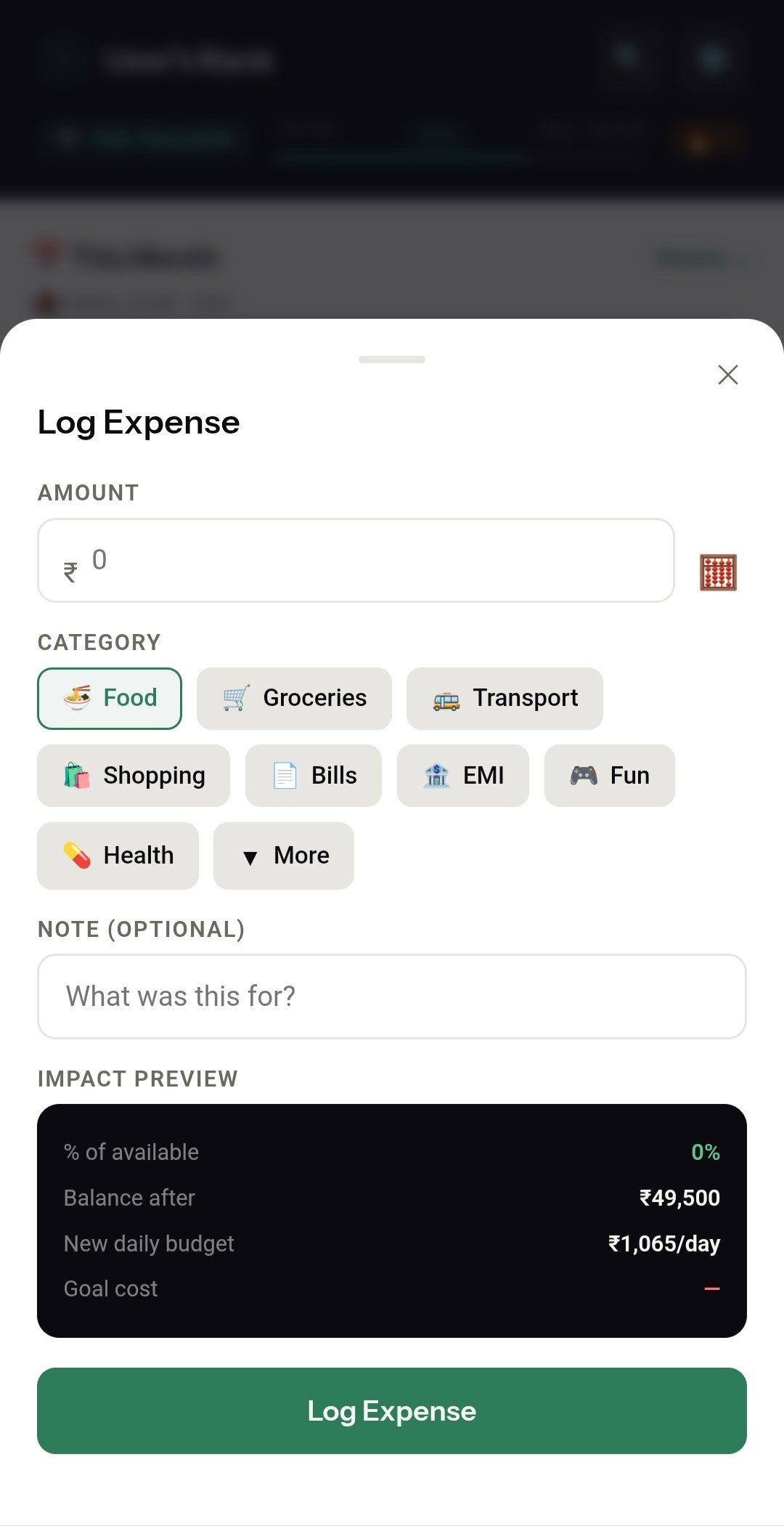RupeeRank log expense